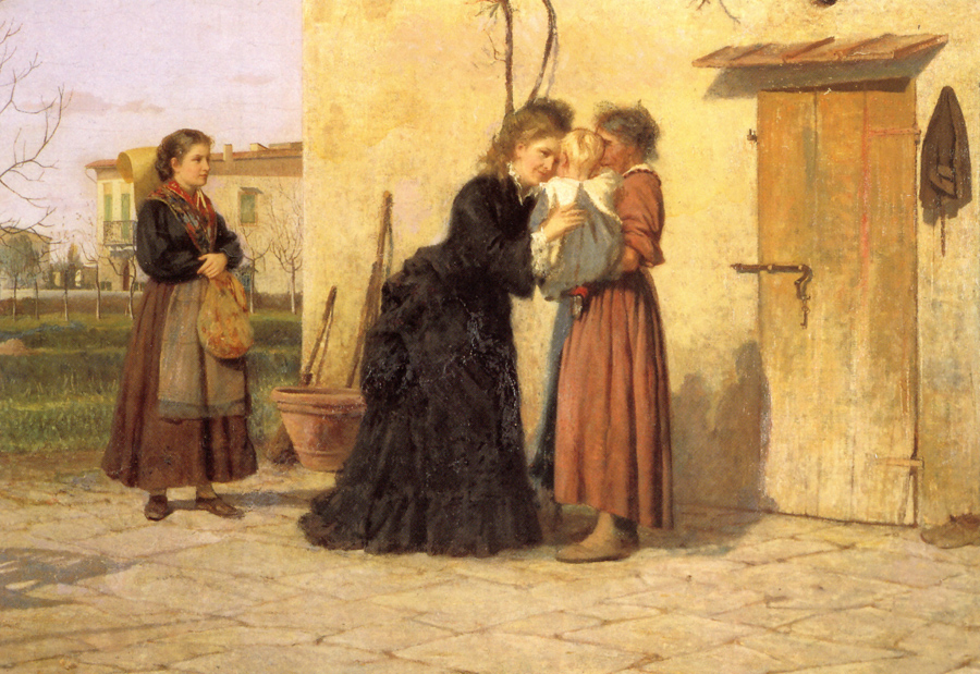 Silvestro Lega, La visita alla balia, 54,5 x 95, 1873