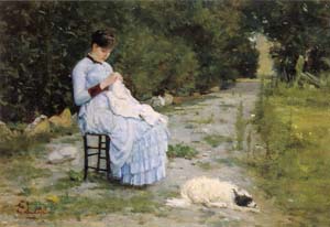 Silvestro Lega, In giardino, 29,2 x 37,8, 1882