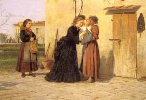 Silvestro Lega, La visita alla balia, 54,5 x 95, 1873